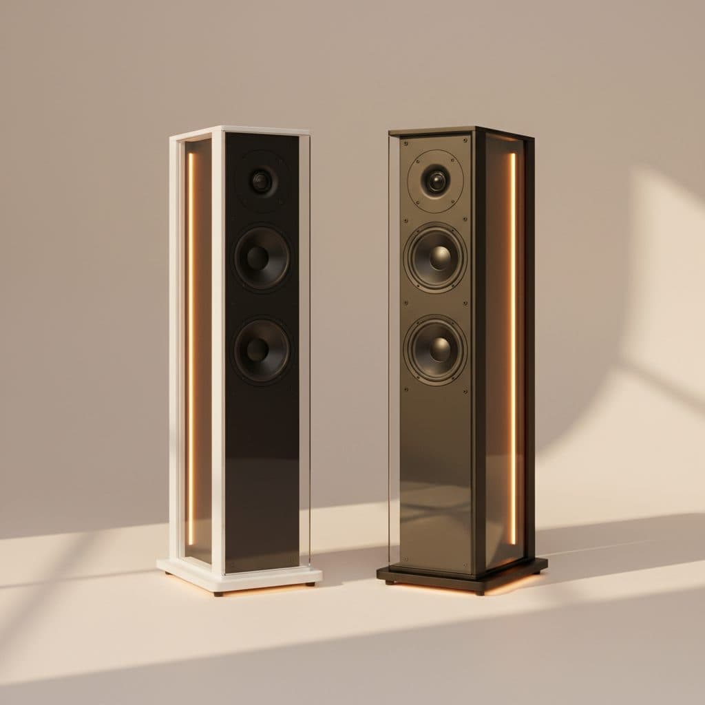 Two AUREN Multi nodes in different finishes, arranged on a paper background.